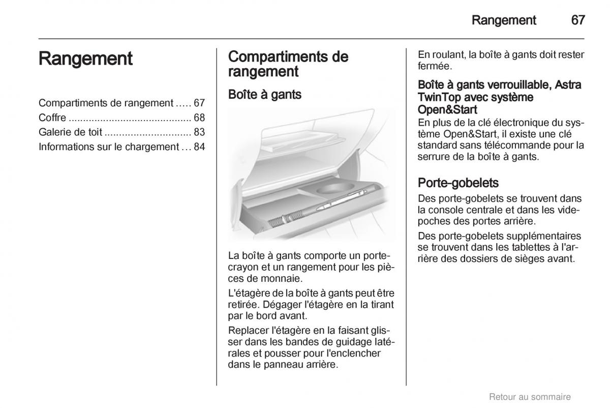 Opel Astra H III 3 manuel du proprietaire / page 67