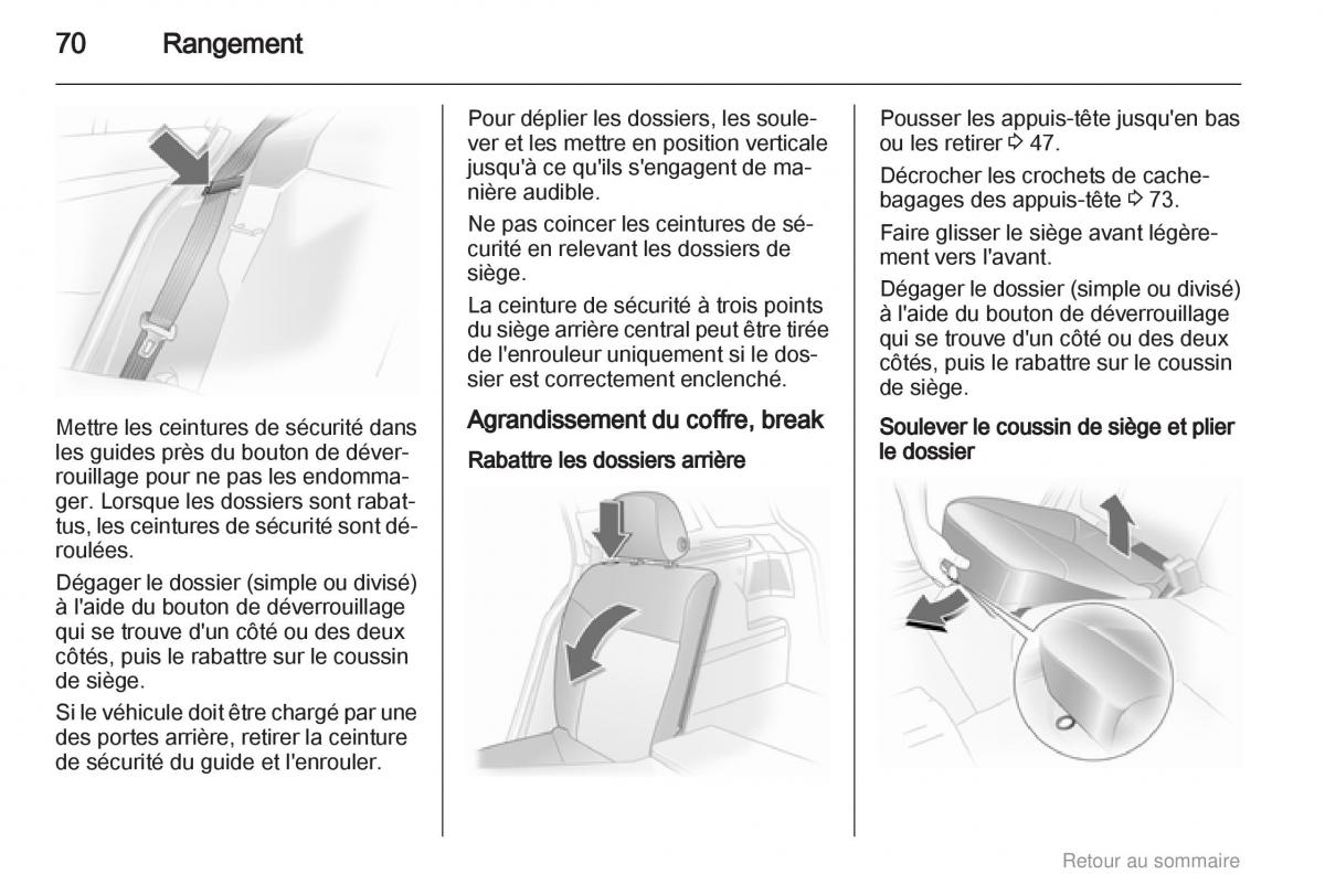 Opel Astra H III 3 manuel du proprietaire / page 70