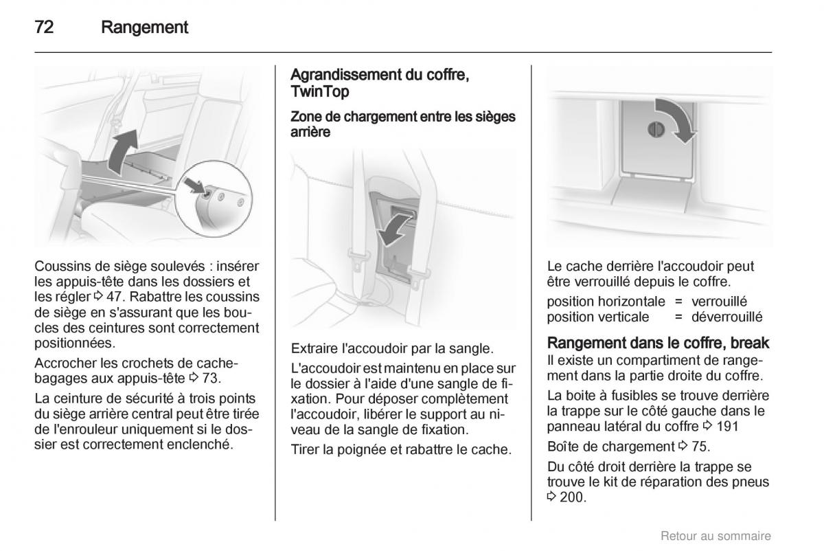 Opel Astra H III 3 manuel du proprietaire / page 72