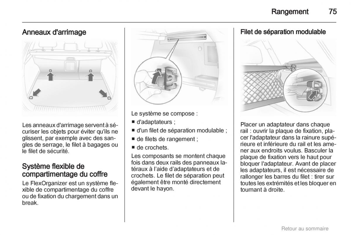 Opel Astra H III 3 manuel du proprietaire / page 75