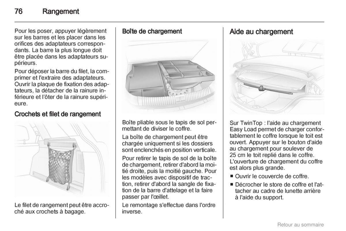 Opel Astra H III 3 manuel du proprietaire / page 76