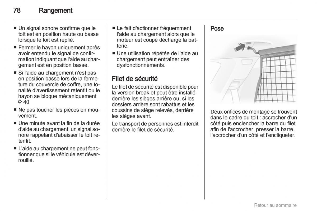 Opel Astra H III 3 manuel du proprietaire / page 78