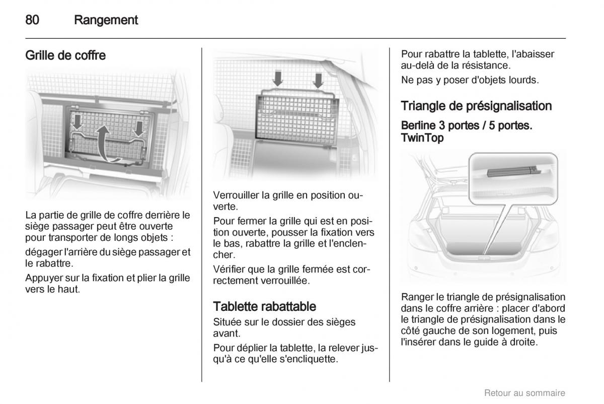 Opel Astra H III 3 manuel du proprietaire / page 80