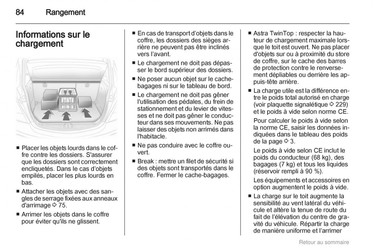 Opel Astra H III 3 manuel du proprietaire / page 84