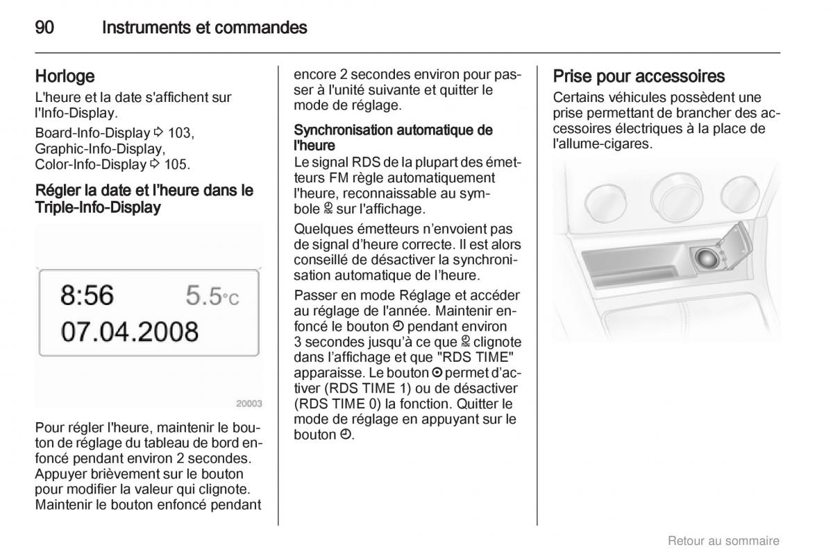 Opel Astra H III 3 manuel du proprietaire / page 90