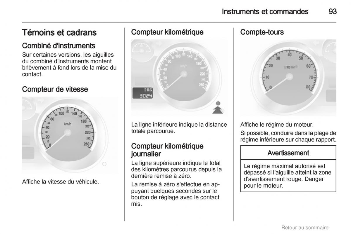 Opel Astra H III 3 manuel du proprietaire / page 93