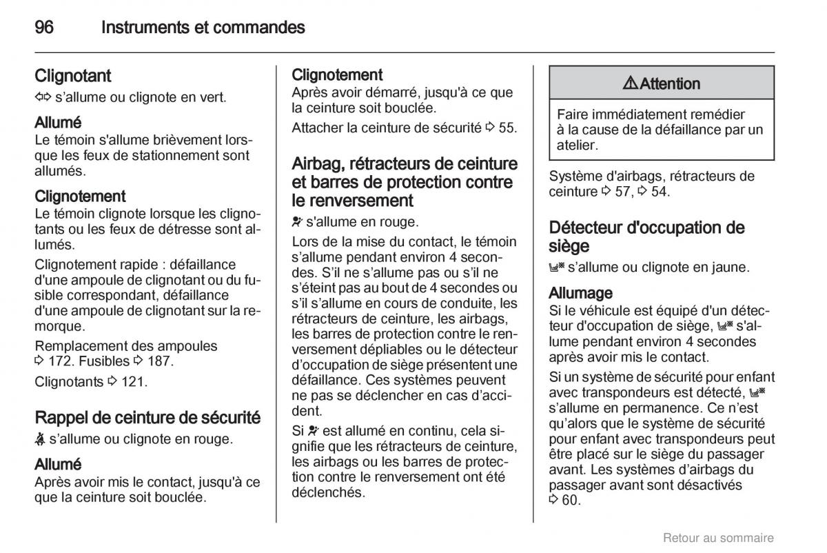 Opel Astra H III 3 manuel du proprietaire / page 96