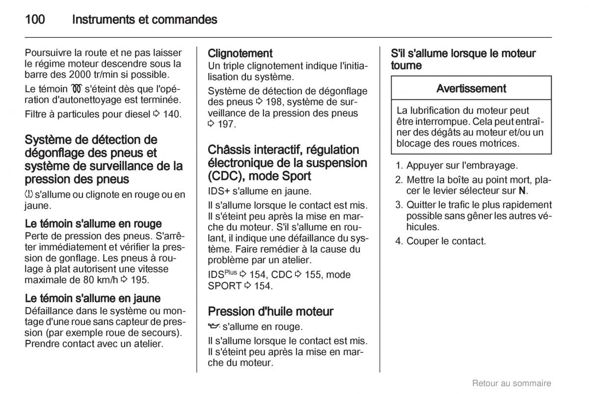 Opel Astra H III 3 manuel du proprietaire / page 100