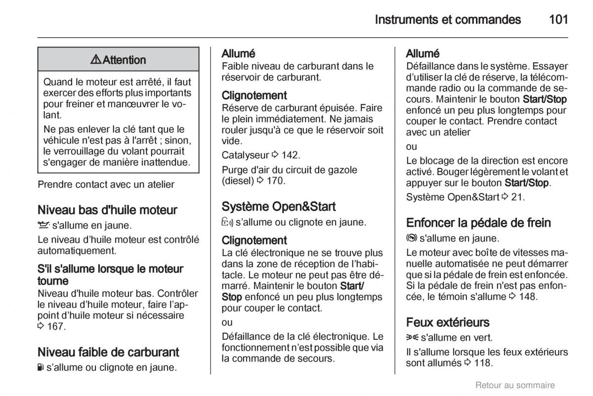 Opel Astra H III 3 manuel du proprietaire / page 101