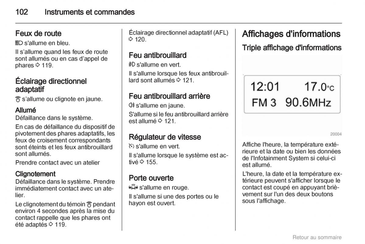 Opel Astra H III 3 manuel du proprietaire / page 102