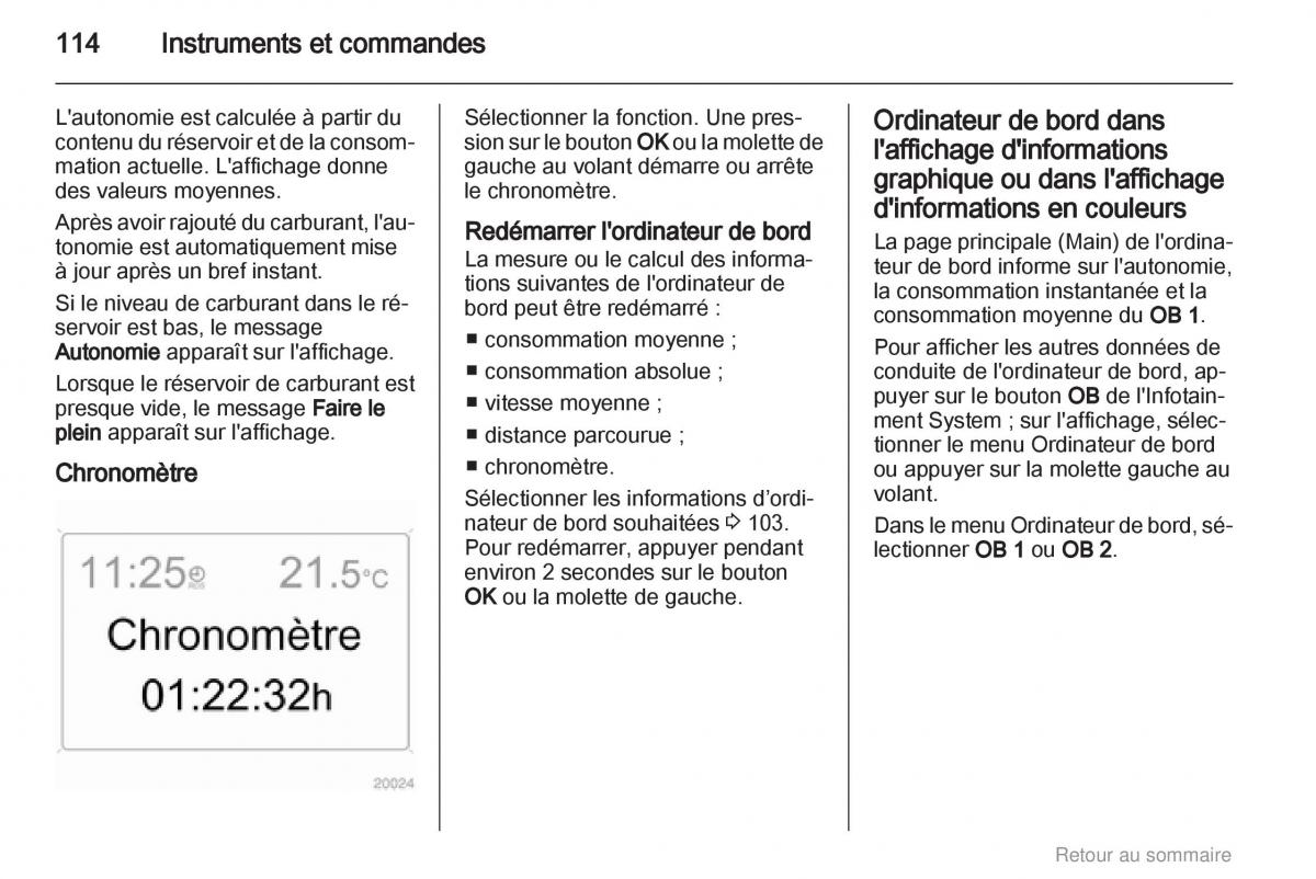 Opel Astra H III 3 manuel du proprietaire / page 114