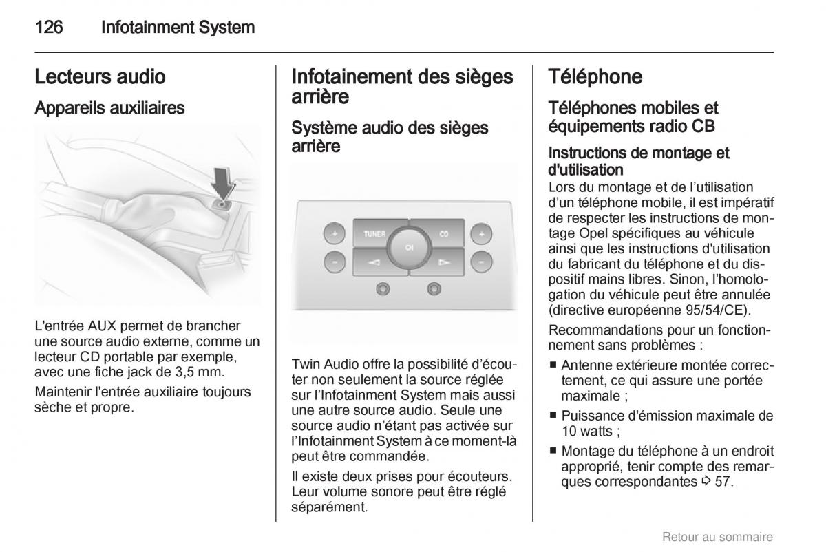 Opel Astra H III 3 manuel du proprietaire / page 126