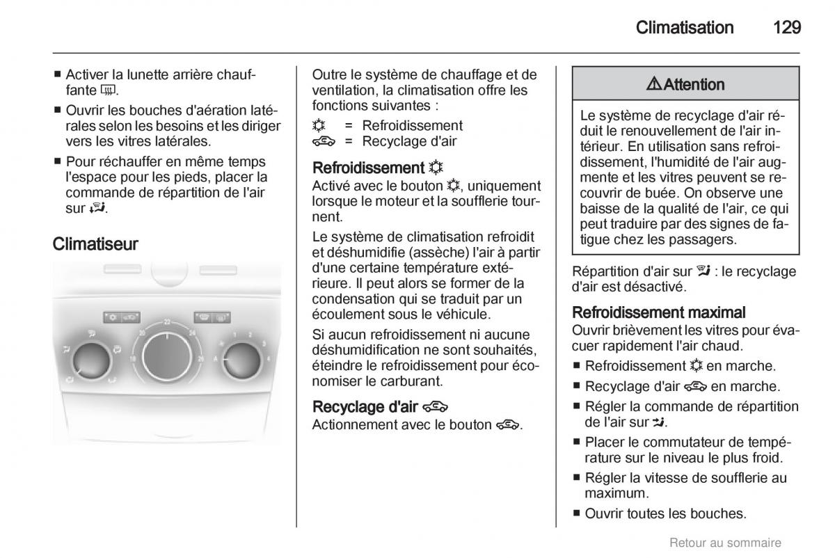 Opel Astra H III 3 manuel du proprietaire / page 129