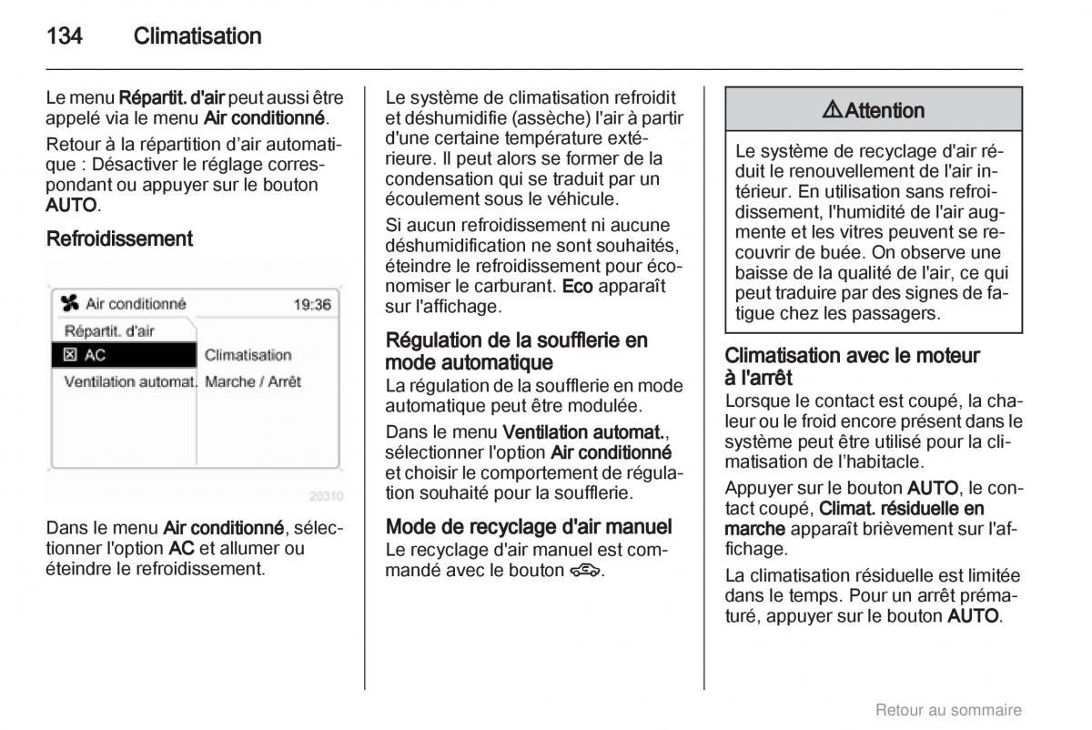 Opel Astra H III 3 manuel du proprietaire / page 134