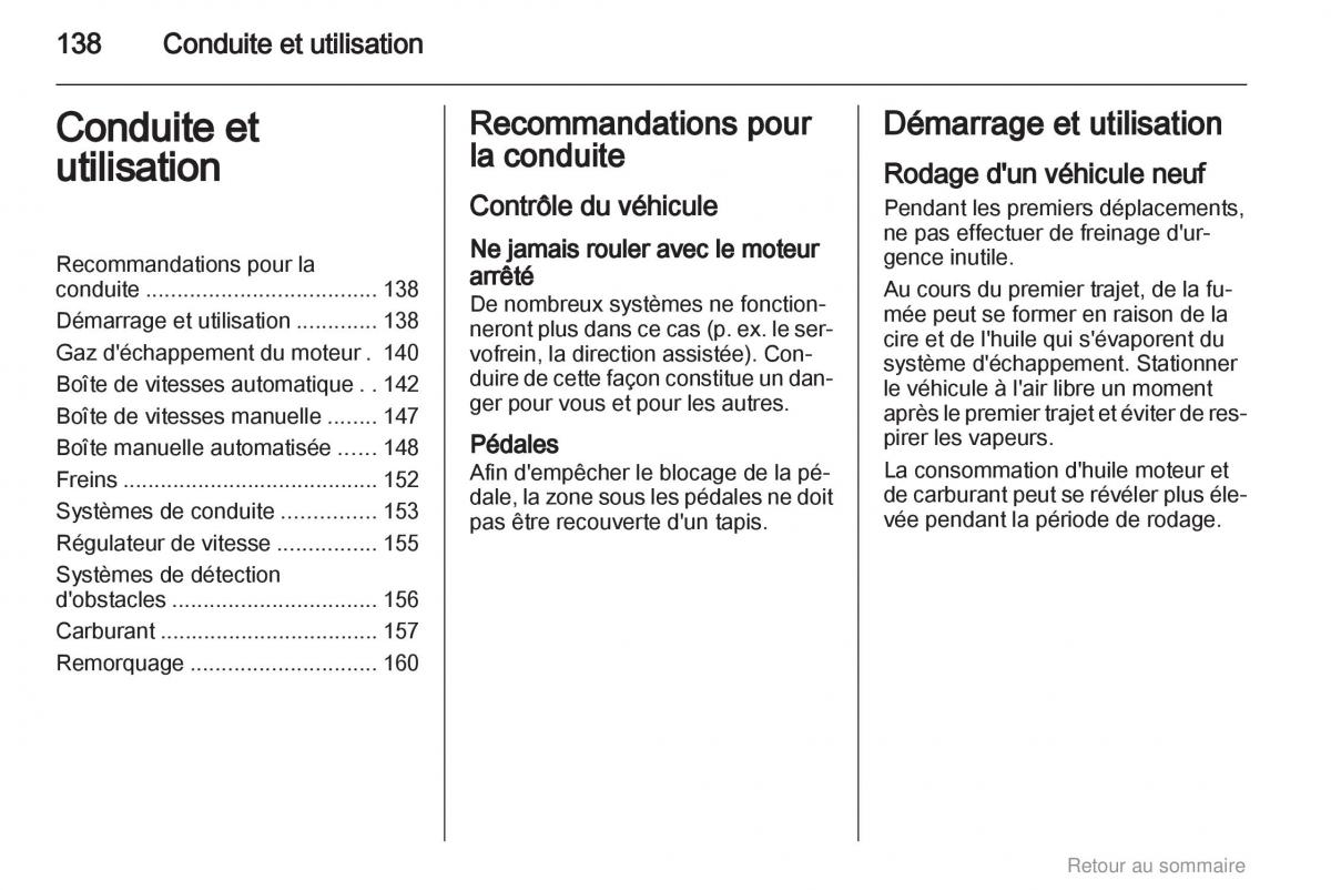 Opel Astra H III 3 manuel du proprietaire / page 138