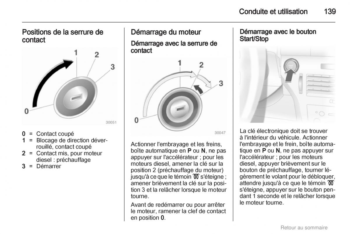 Opel Astra H III 3 manuel du proprietaire / page 139