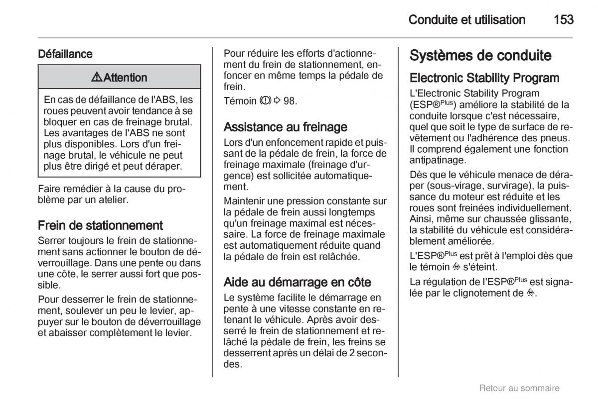 Opel Astra H III 3 manuel du proprietaire / page 153