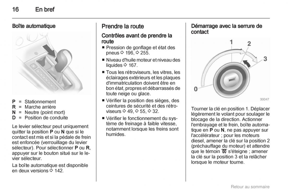 Opel Astra H III 3 manuel du proprietaire / page 16