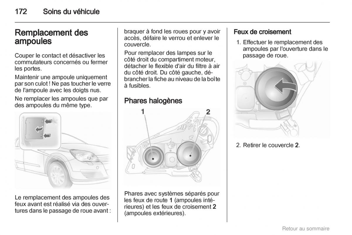 Opel Astra H III 3 manuel du proprietaire / page 172