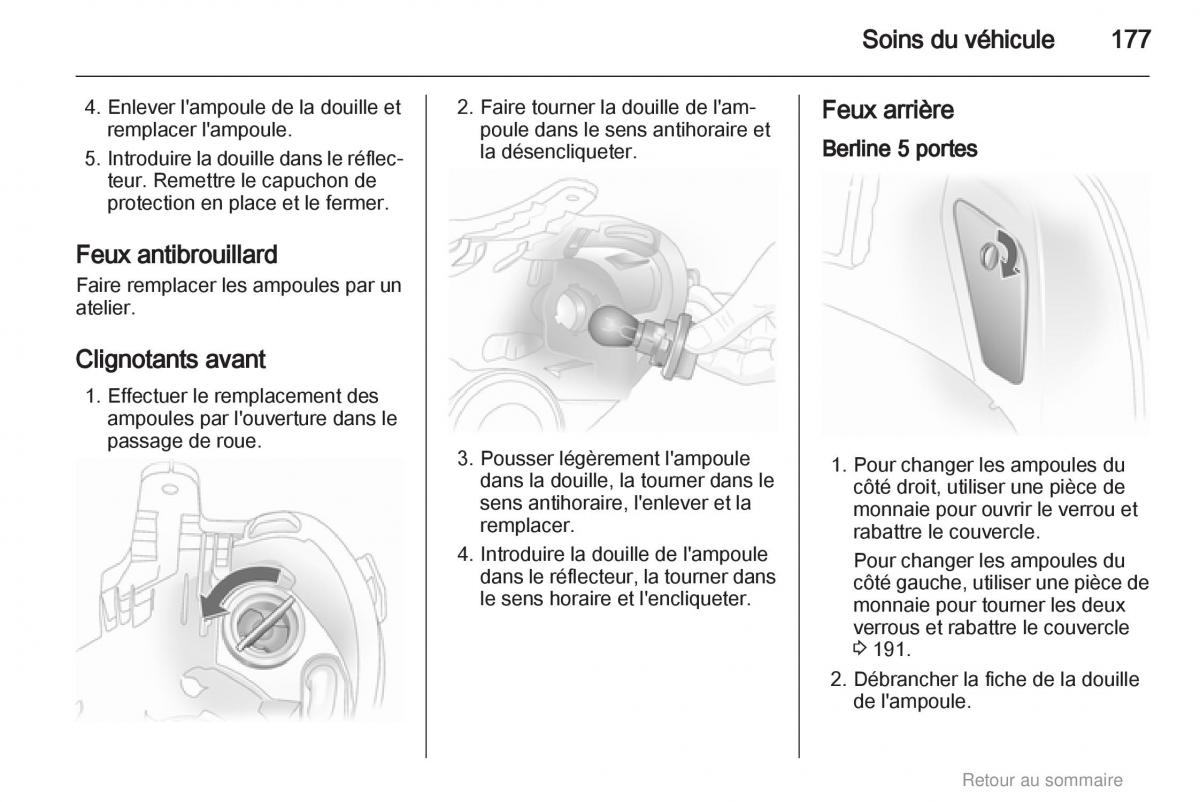 Opel Astra H III 3 manuel du proprietaire / page 177