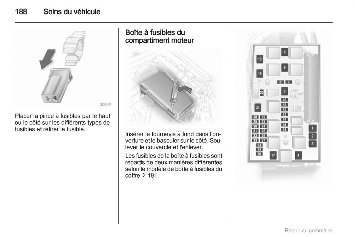 Opel Astra H III 3 manuel du proprietaire / page 188