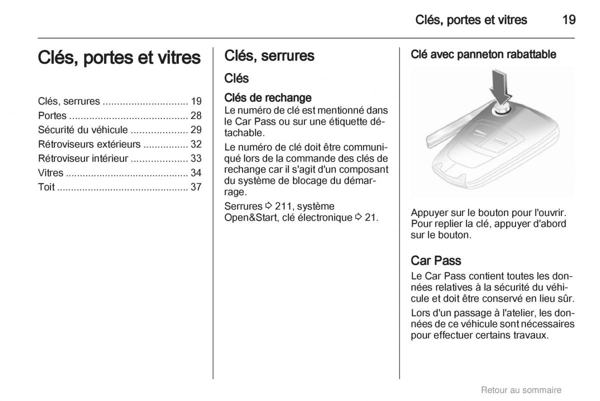 Opel Astra H III 3 manuel du proprietaire / page 19