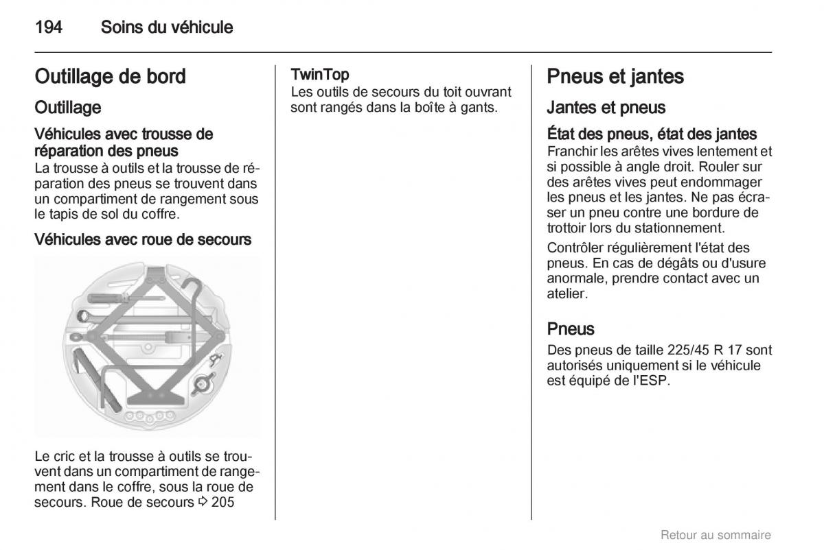 Opel Astra H III 3 manuel du proprietaire / page 194