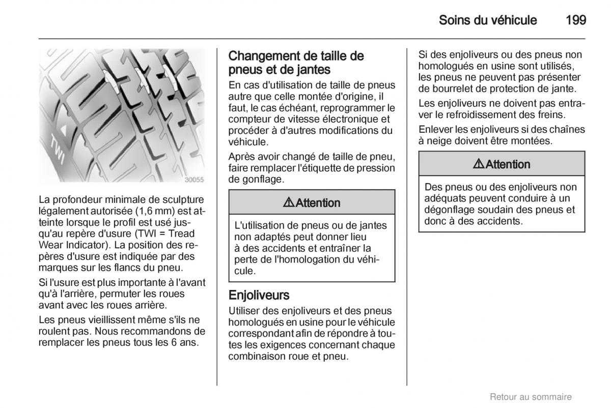 Opel Astra H III 3 manuel du proprietaire / page 199