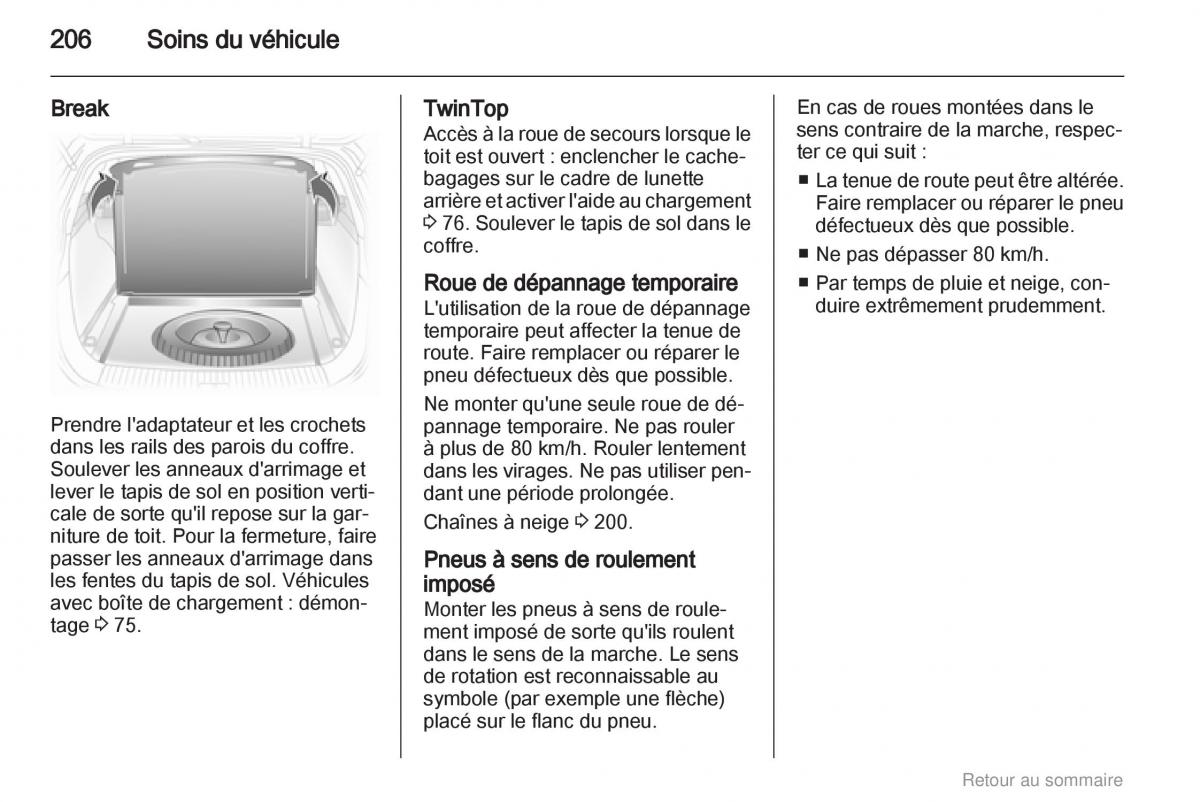 Opel Astra H III 3 manuel du proprietaire / page 206