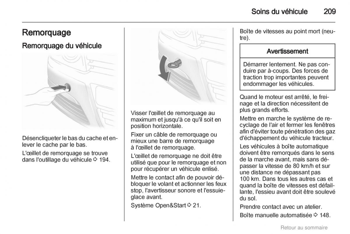 Opel Astra H III 3 manuel du proprietaire / page 209