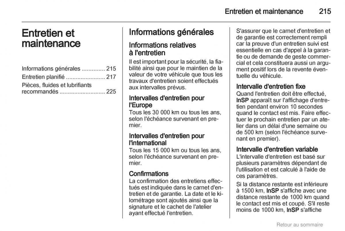 Opel Astra H III 3 manuel du proprietaire / page 215