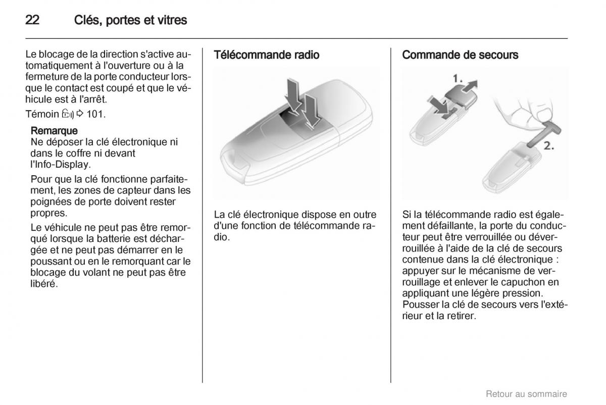 Opel Astra H III 3 manuel du proprietaire / page 22