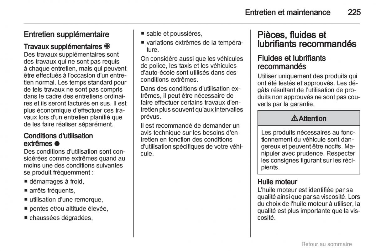 Opel Astra H III 3 manuel du proprietaire / page 225