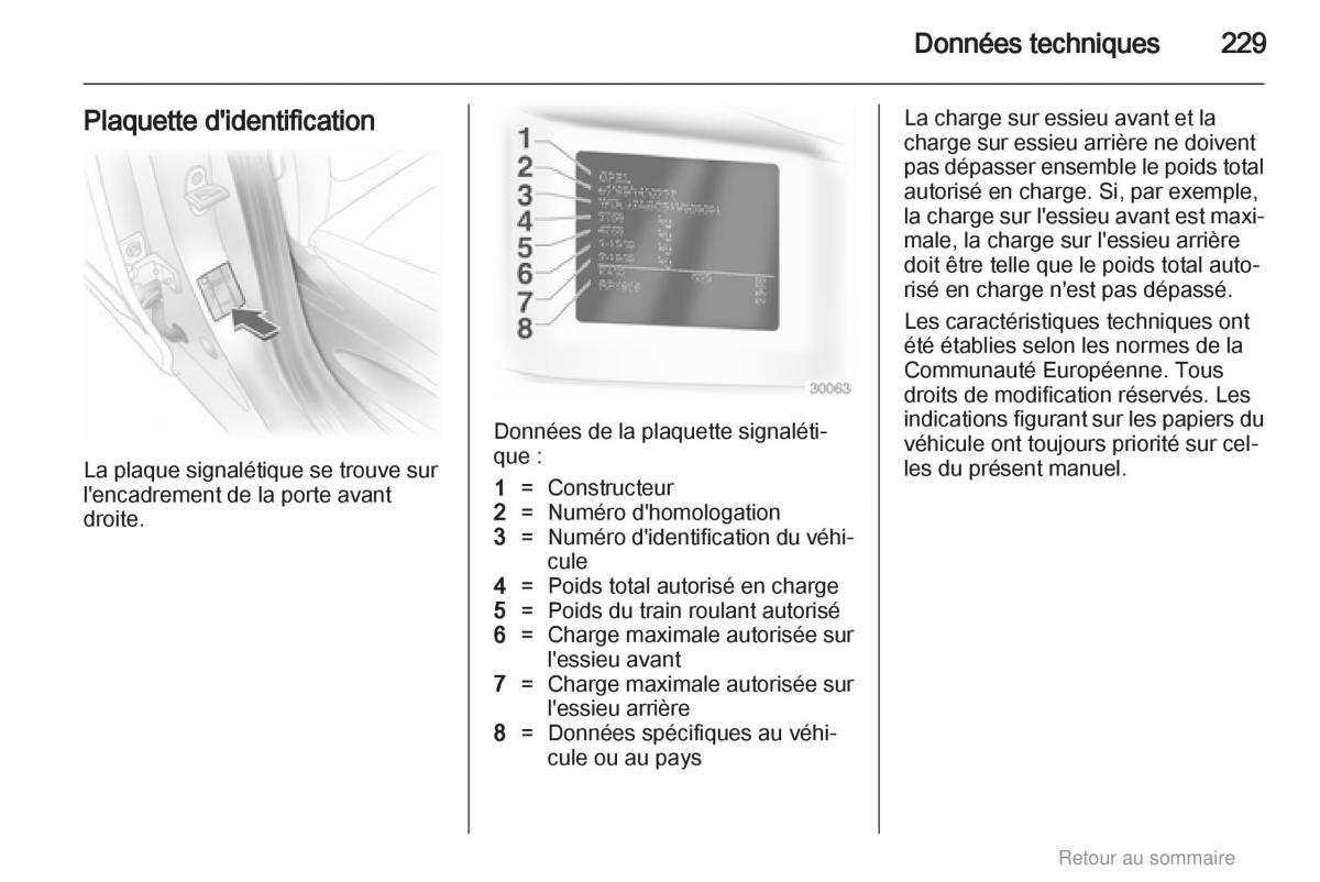 Opel Astra H III 3 manuel du proprietaire / page 229