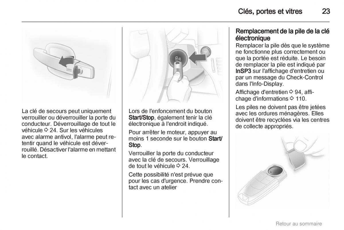 Opel Astra H III 3 manuel du proprietaire / page 23