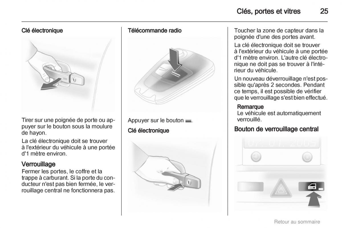 Opel Astra H III 3 manuel du proprietaire / page 25