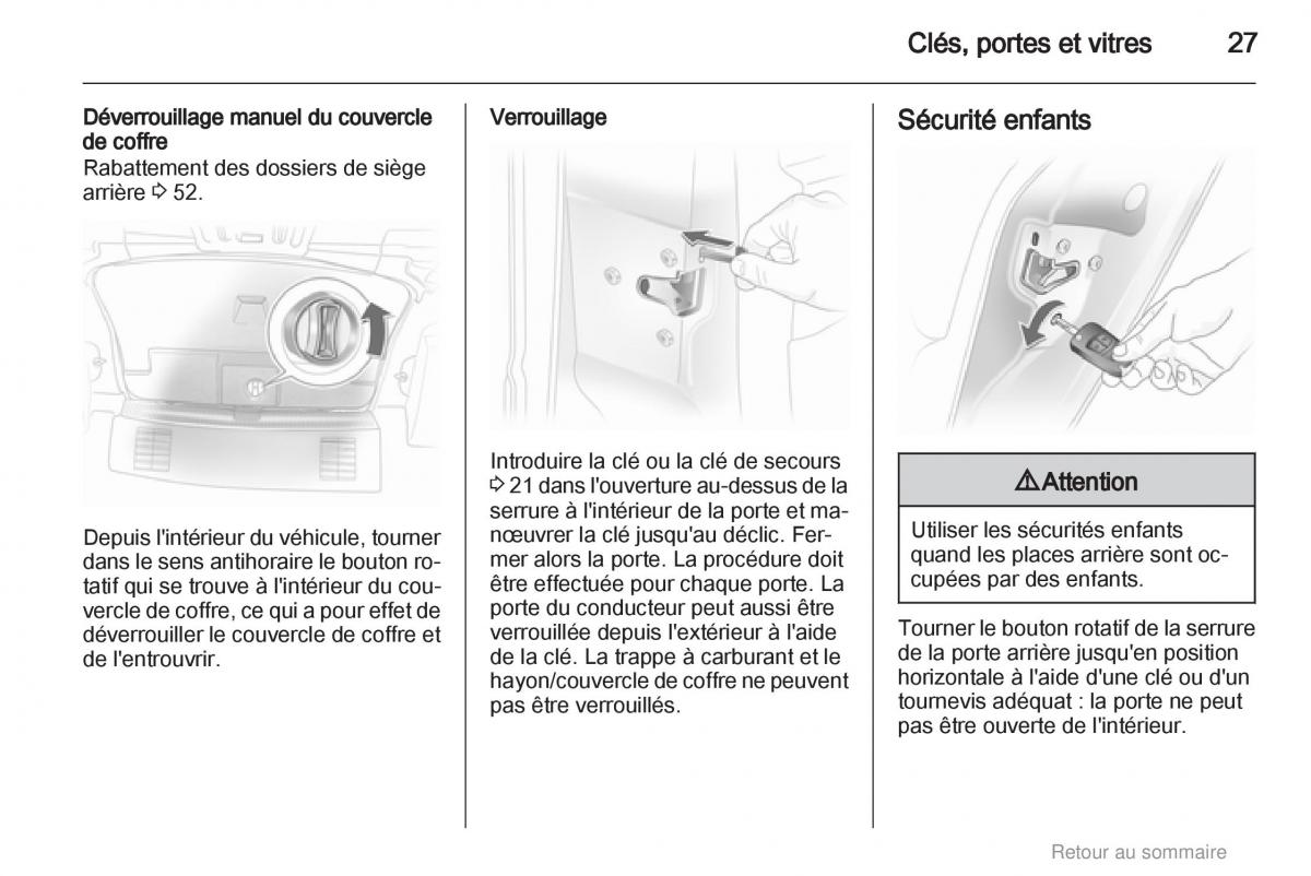 Opel Astra H III 3 manuel du proprietaire / page 27