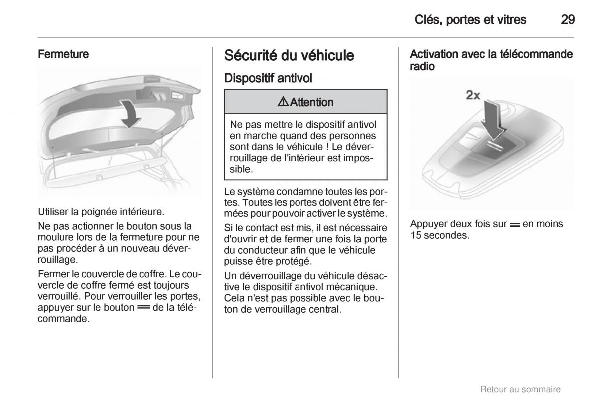 Opel Astra H III 3 manuel du proprietaire / page 29