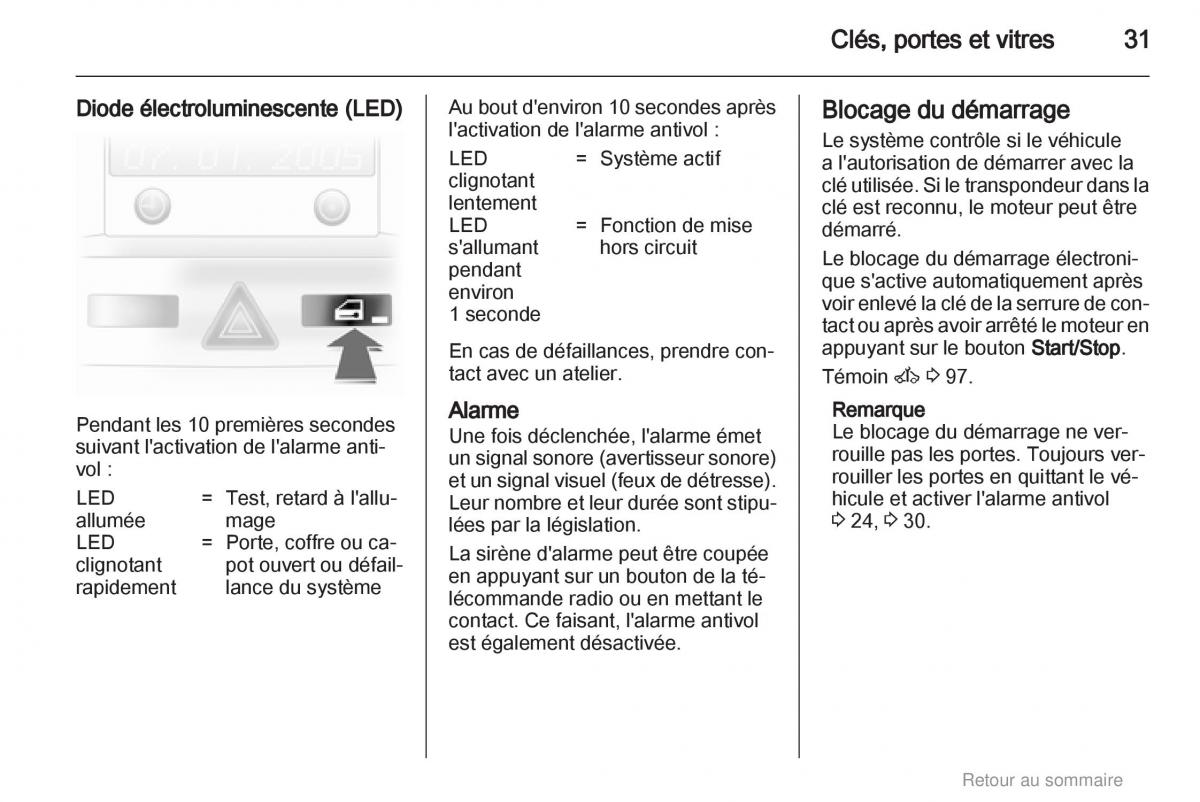 Opel Astra H III 3 manuel du proprietaire / page 31