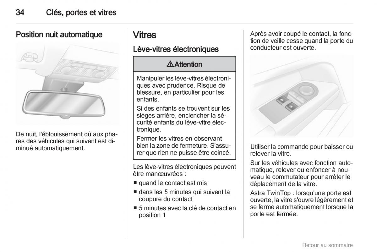 Opel Astra H III 3 manuel du proprietaire / page 34