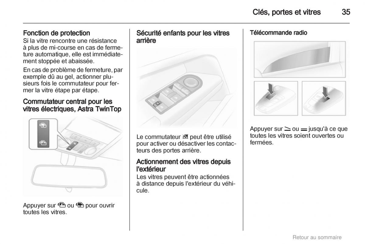 Opel Astra H III 3 manuel du proprietaire / page 35