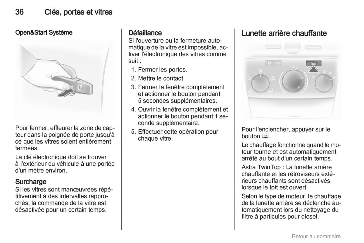 Opel Astra H III 3 manuel du proprietaire / page 36