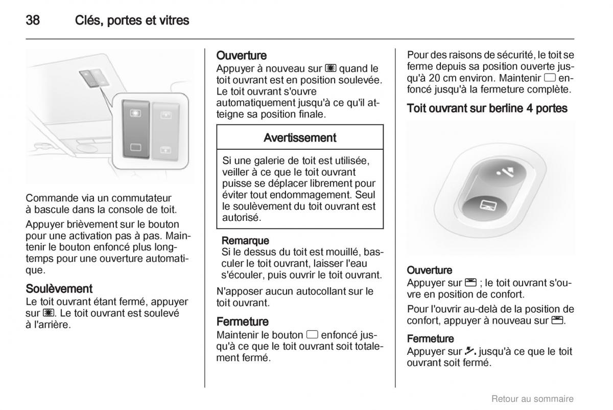 Opel Astra H III 3 manuel du proprietaire / page 38