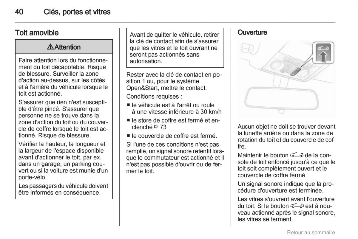 Opel Astra H III 3 manuel du proprietaire / page 40