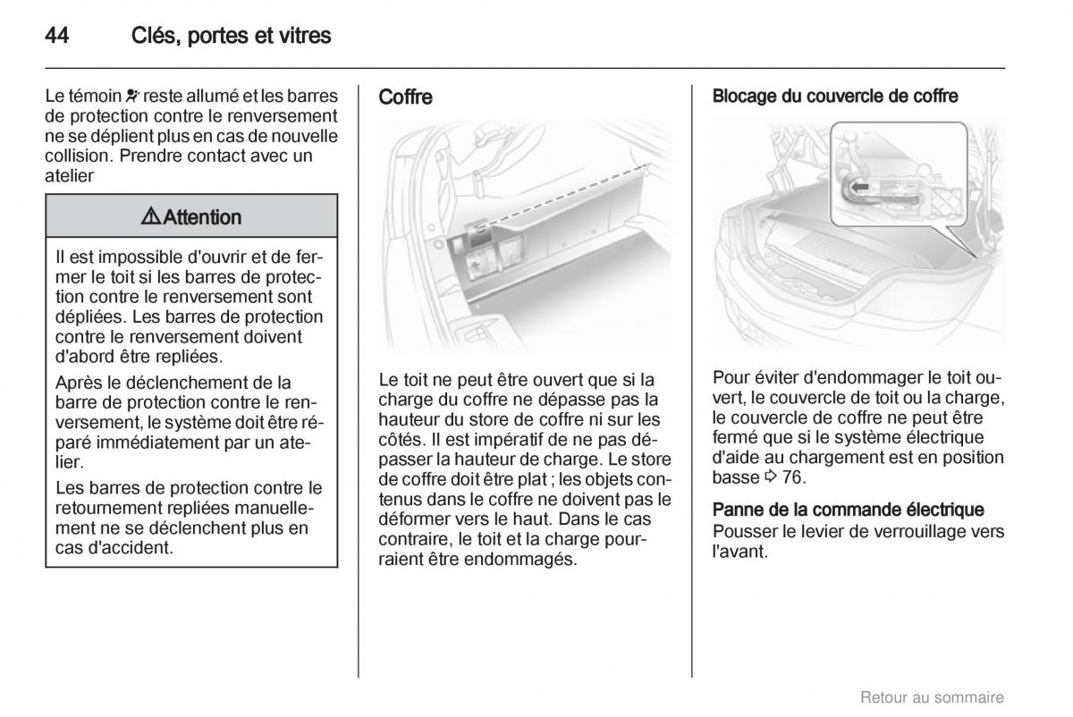 Opel Astra H III 3 manuel du proprietaire / page 44