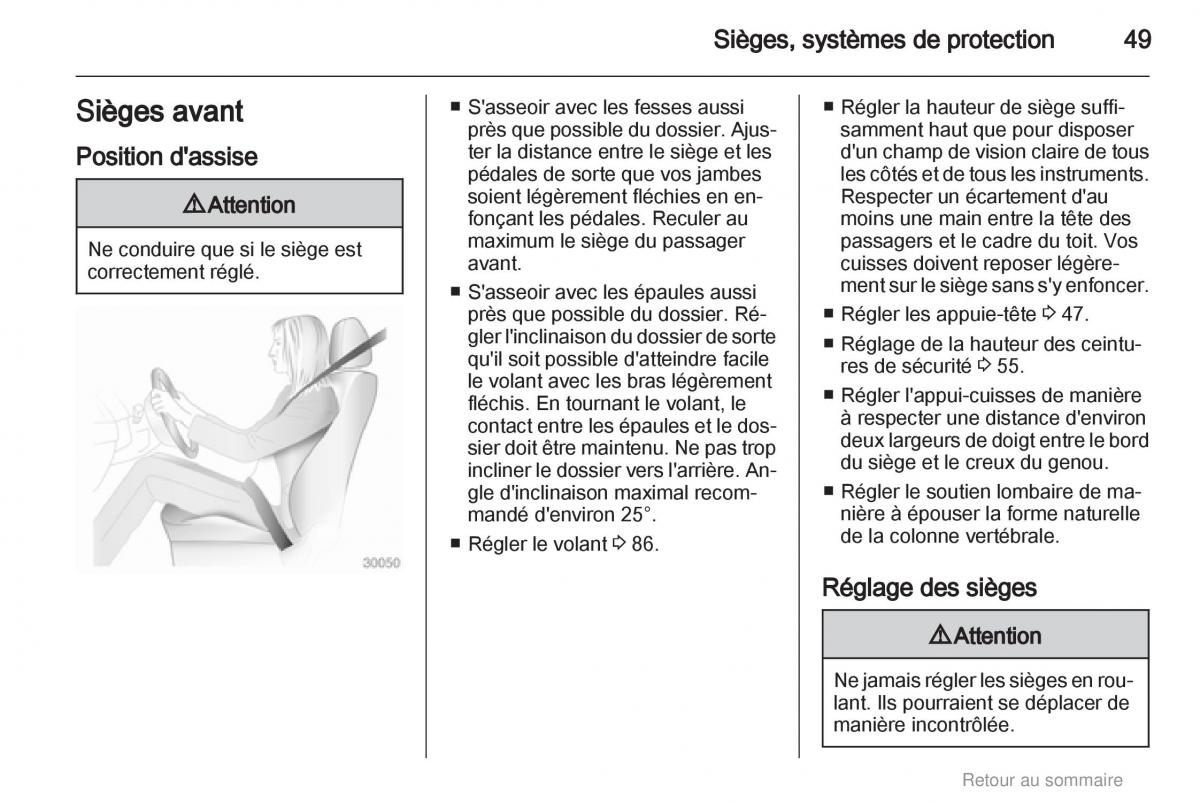 Opel Astra H III 3 manuel du proprietaire / page 49