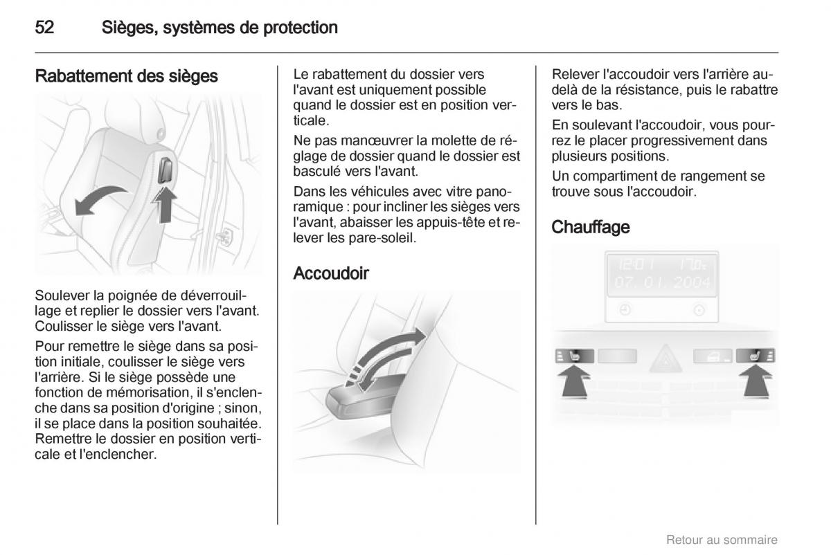 Opel Astra H III 3 manuel du proprietaire / page 52