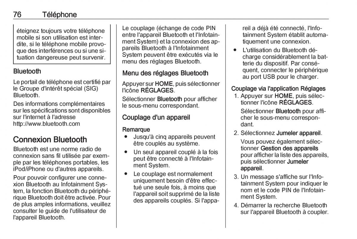 Opel Astra K V 5 manuel du proprietaire / page 76