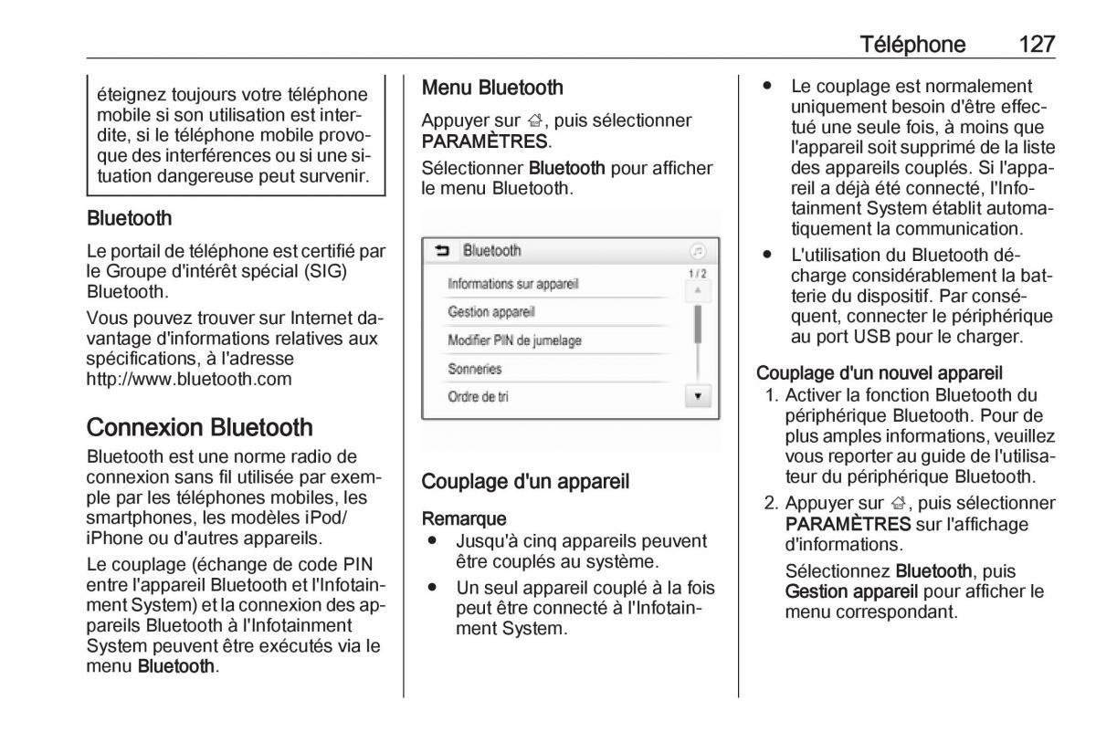 Opel Astra K V 5 manuel du proprietaire / page 127