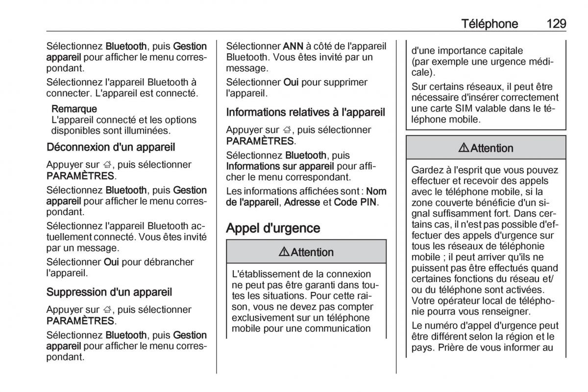 Opel Astra K V 5 manuel du proprietaire / page 129